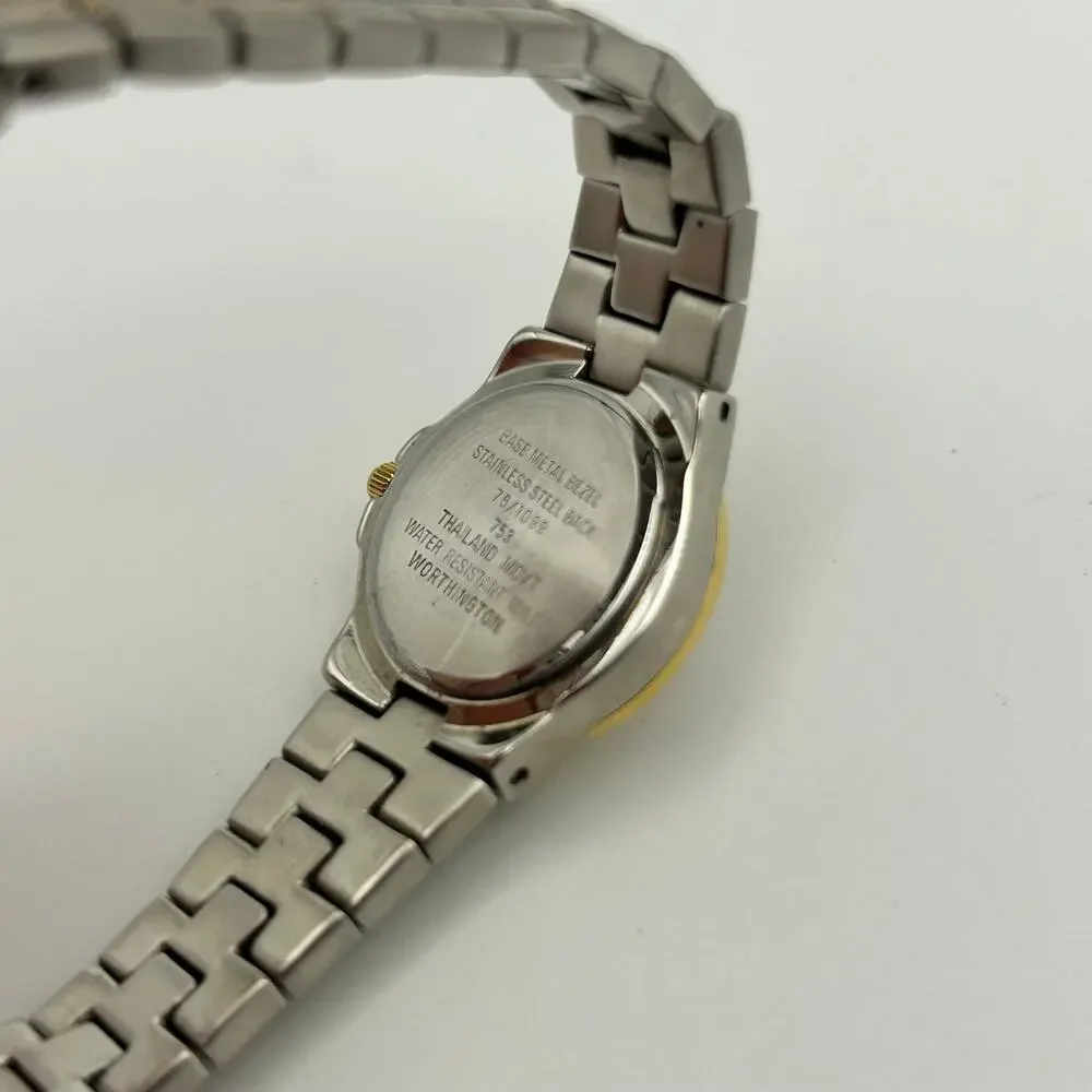 Worthington Two Tone Crystal Bezel Women’s Quartz Watch Working New Battery